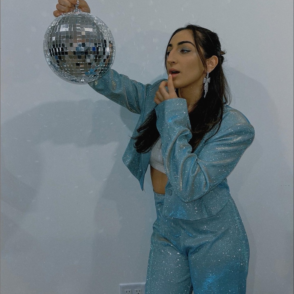 SLA The Label Mint Glitter Blazer Jacket